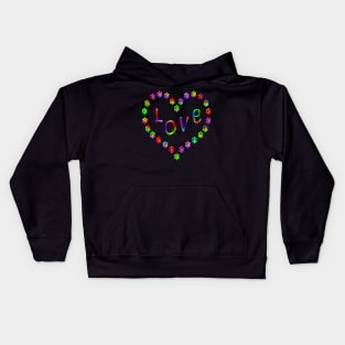 Retro Tie-dye Pattern Flower Heart Frame and Lov e Kids Hoodie